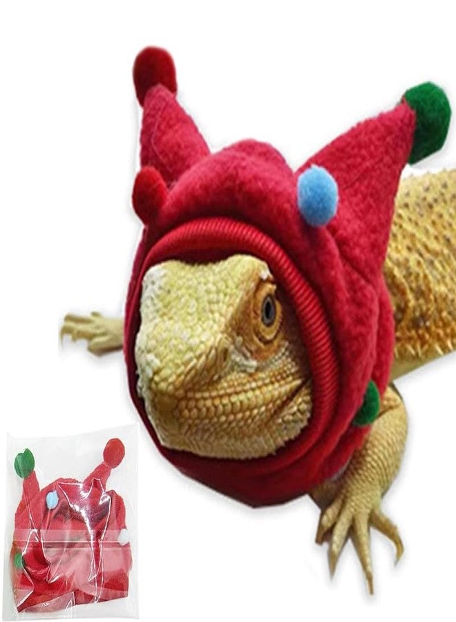 HOKABLE Bearded Dragon Funny Cute Hats- Bullhorn Ball Hat with a Neck for Bearded Dragon Lizard Snake Gecko Chameleon Parrot Hamster Small Pets (Red) - Image 1
